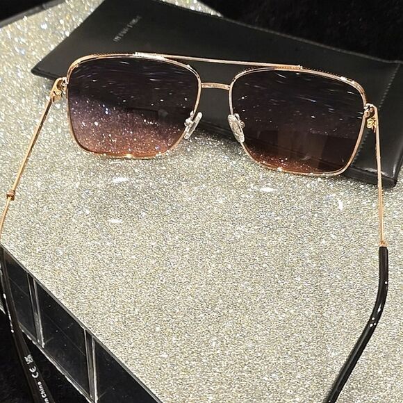 Quay Australia Hot Take 51MM Gradient Aviator Sunglasses- Rose Gold/Smoke Pink